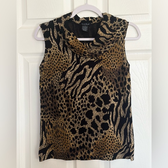 West End- Animal Print Cowl Neck Top- size small - Picture 1 of 5